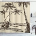 thumbnail image 1 of Ambesonne Tropical Shower Curtain, Hammock on Sandy Beach, 69"Wx75"L, Cream Dark Brown, 1 of 4