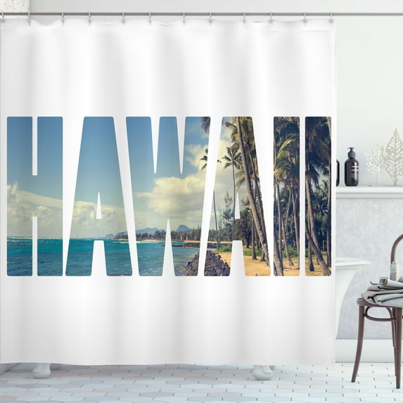 Ambesonne Tropical Shower Curtain, Hawaii Themed, 69"Wx84"L, Blue Green