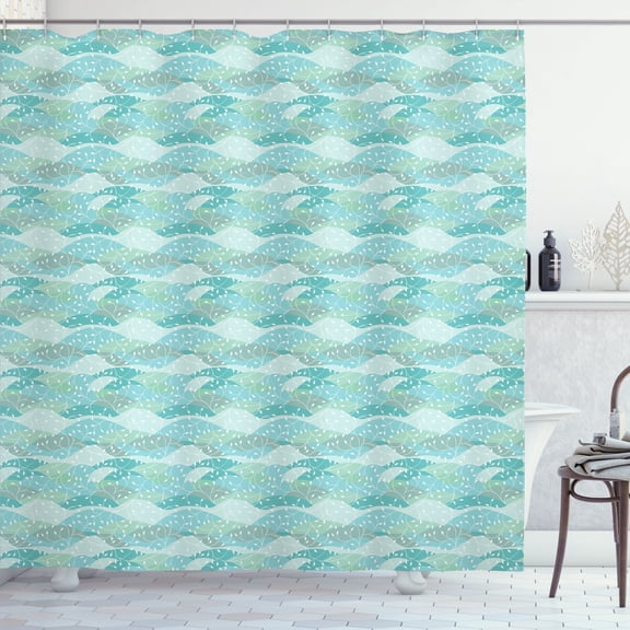 Ambesonne Tropical Shower Curtain, Leaves Abstract Repeating, 69"Wx84"L, Mint Green Pale Teal