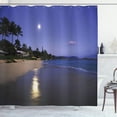 thumbnail image 1 of Ambesonne Tropical Shower Curtain, Moonlight Hawaii Sea, 69"Wx75"L, Navy Sand, 1 of 5