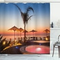 thumbnail image 1 of Ambesonne Tropical Shower Curtain, Ocean View at Sunset, 69"Wx84"L, Multicolor, 1 of 5