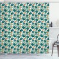 thumbnail image 1 of Ambesonne Tropical Shower Curtain, Palm Monsteras Strelitzias, 69"Wx75"L, Dark Teal and Pale Vermilion, 1 of 4