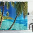 thumbnail image 1 of Ambesonne Tropical Shower Curtain, Palm Trees Sea Beach, 69"Wx84"L, Turquoise Blue, 1 of 4