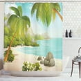 thumbnail image 1 of Ambesonne Tropical Shower Curtain, Palm Trees and Rocks, 69"Wx84"L, Aqua Green, 1 of 3