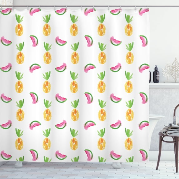 Ambesonne Tropical Shower Curtain, Pastel Watercolor Art, 69"Wx75"L, Multicolor