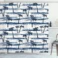 thumbnail image 1 of Ambesonne Tropical Shower Curtain, Romantic Sea and Palm, 69"Wx75"L, Navy Blue, 1 of 5