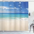 thumbnail image 1 of Ambesonne Tropical Shower Curtain, Shore Sea with Waves, 69"Wx75"L, Cream Turquoise White, 1 of 4