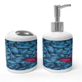 thumbnail image 1 of Ambesonne Tropical Soap Dispenser & Toothbrush Holder Set, Large Bugs Lepidoptera, 2 Pcs, Pink Blue Brown, 1 of 5