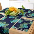 thumbnail image 1 of Ambesonne Tropical Table Runner & Placemats, Blooming Flower and Leaves, Placemat 4 pcs + Runner 14"x72", Indigo and Multicolor, 1 of 2