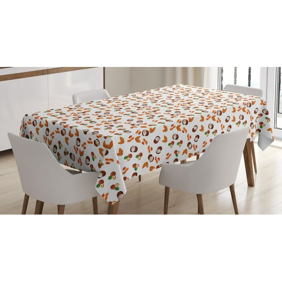 Ambesonne Tropical Tablecloth Rectangular Table Cover, Assortment of Nuts Design, 60"x90", Multicolor
