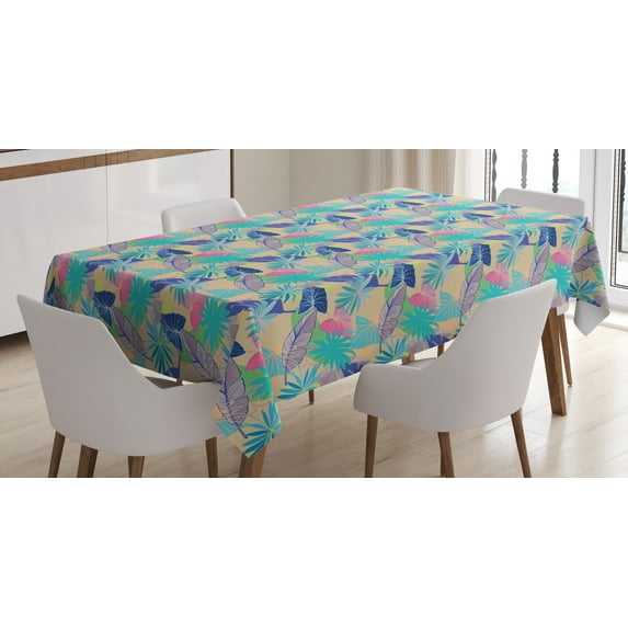 Ambesonne Tropical Tablecloth Rectangular Table Cover, Exotic Hawaii Summer Flora, 60"x90", Multicolor