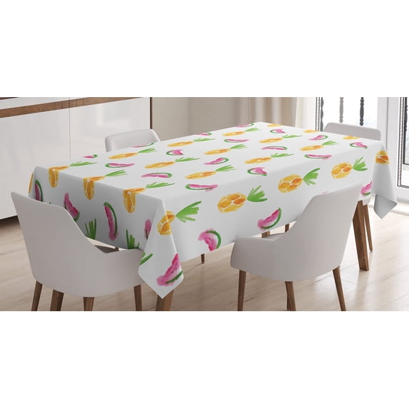 Ambesonne Tropical Tablecloth Rectangular Table Cover, Pastel Watercolor Art, 60"x84", Multicolor