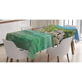 thumbnail image 1 of Ambesonne Tropical Tablecloth Rectangular Table Cover, Scenery of Island Tree, 60"x90", Blue and Fern Green, 1 of 4