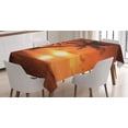 thumbnail image 1 of Ambesonne Tropical Tablecloth Rectangular Table Cover, Twilight Coconut Palms, 60"x84", Coral Orange Brown, 1 of 4