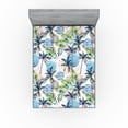 thumbnail image 1 of Ambesonne Tropical Themed Fitted Sheet, Retro Wave Hawaii, Full Size, Fern Green Eggshell Rose, 1 of 5