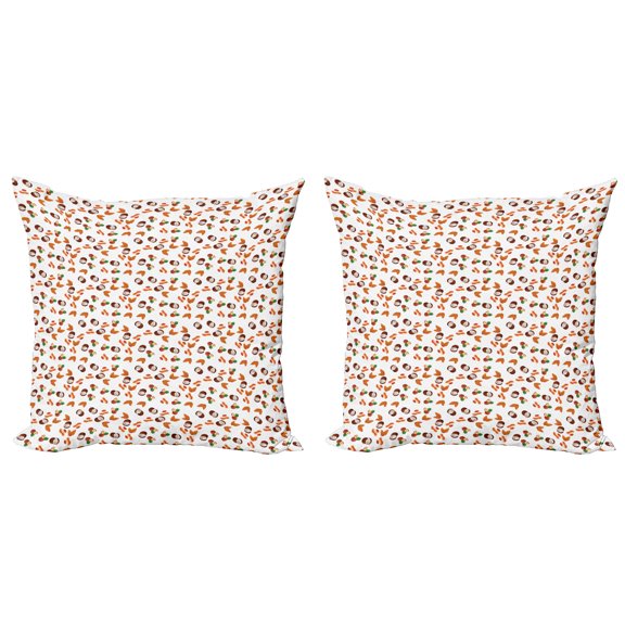 Ambesonne Tropical Throw Pillow Cover 2 Pack, Assortment of Nuts Design, 20", Multicolor