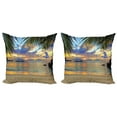 thumbnail image 1 of Ambesonne Tropical Throw Pillow Cover 2 Pack, Exotic Beach Photo, 24", Multicolor, 1 of 7
