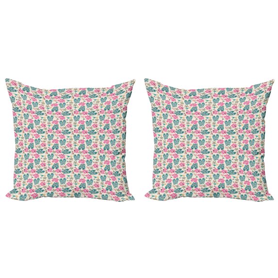 Ambesonne Tropical Throw Pillow Cover 2 Pack, Flip Flops and Starfishes, 16", Multicolor