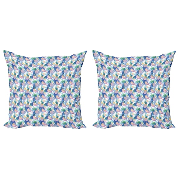 Ambesonne Tropical Throw Pillow Cover 2 Pack, Hawaiian Summer Plants, 20", Multicolor