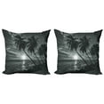 thumbnail image 1 of Ambesonne Tropical Throw Pillow Cover 2 Pack, Horizon over Sea Picture, 24", Black and White, 1 of 2