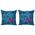 thumbnail image 1 of Ambesonne Tropical Throw Pillow Cover 2 Pack, Large Bugs Lepidoptera, 18", Pink Blue Brown, 1 of 7