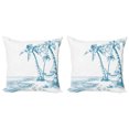 thumbnail image 1 of Ambesonne Tropical Throw Pillow Cover 2 Pack, Palm Trees at Beach, 20", Blue White, 1 of 6