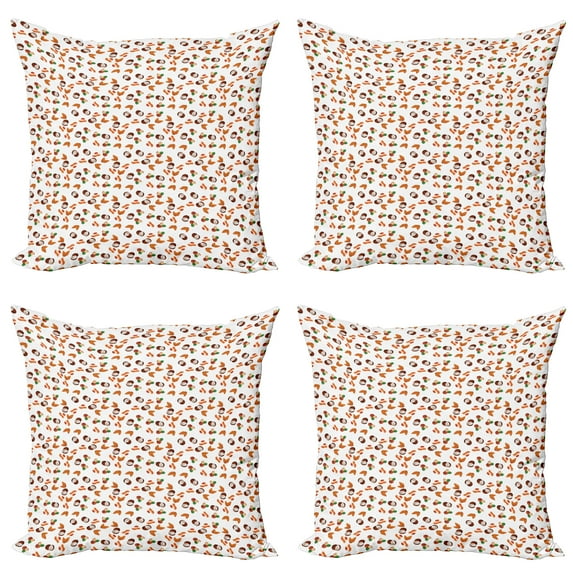 Ambesonne Tropical Throw Pillow Cover 4 Pack, Assortment of Nuts Design, 24", Multicolor