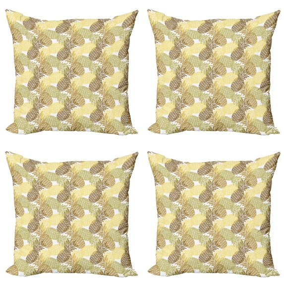 Ambesonne Tropical Throw Pillow Cover 4 Pack, Curving Exotic Tropical, 24", Multicolor