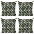 thumbnail image 1 of Ambesonne Tropical Throw Pillow Cover 4 Pack, Exotic Flamingo Bouquet, 16", Hunter Green Multicolor, 1 of 2