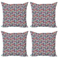 thumbnail image 1 of Ambesonne Tropical Throw Pillow Cover 4 Pack, Exotic Floral Repetition, 24", Sea Green Marigold, 1 of 5