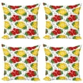 thumbnail image 1 of Ambesonne Tropical Throw Pillow Cover 4 Pack, Grunge Dots and Hibiscus, 18", White Multicolor, 1 of 2