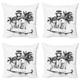 thumbnail image 1 of Ambesonne Tropical Throw Pillow Cover 4 Pack, Lighthouse Island Tree, 20", Black White, 1 of 7