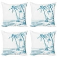 thumbnail image 1 of Ambesonne Tropical Throw Pillow Cover 4 Pack, Palm Trees at Beach, 18", Blue White, 1 of 7