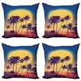 thumbnail image 1 of Ambesonne Tropical Throw Pillow Cover 4 Pack, Retro Moon Rise Palms, 24", Multicolor, 1 of 2