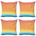 thumbnail image 1 of Ambesonne Tropical Throw Pillow Cover 4 Pack, Seagull Palm Trees Sun, 20", Multicolor, 1 of 7