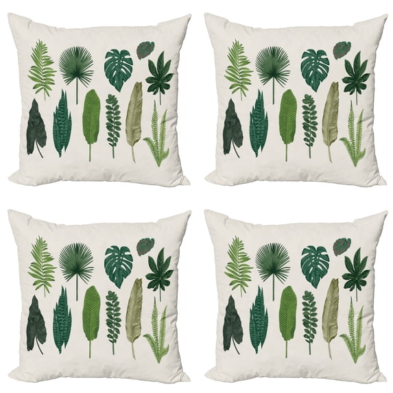 Ambesonne Tropical Throw Pillow Cover 4 Pack, Vintage Botanic Image, 18", Multicolor