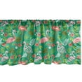 thumbnail image 1 of Ambesonne Tropical Valance Pack of 2, Caribbean Botany Flamingos, 42"X12", Sea Green Salmon, 1 of 3