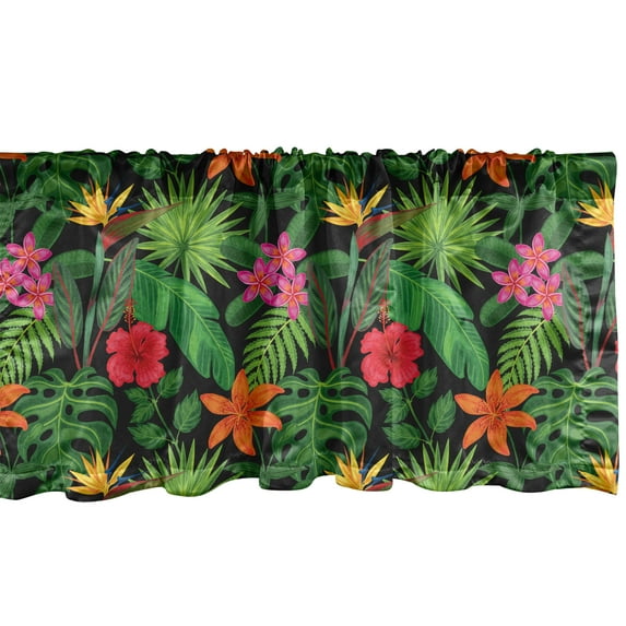 Ambesonne Tropical Valance Pack of 2, Colorful Summer Foliage, 54"X18", Multicolor