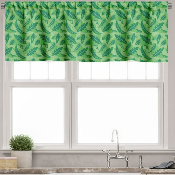 Ambesonne Tropical Valance Pack of 2, Forest Foliage Leafage, 54"X18", Sea Green