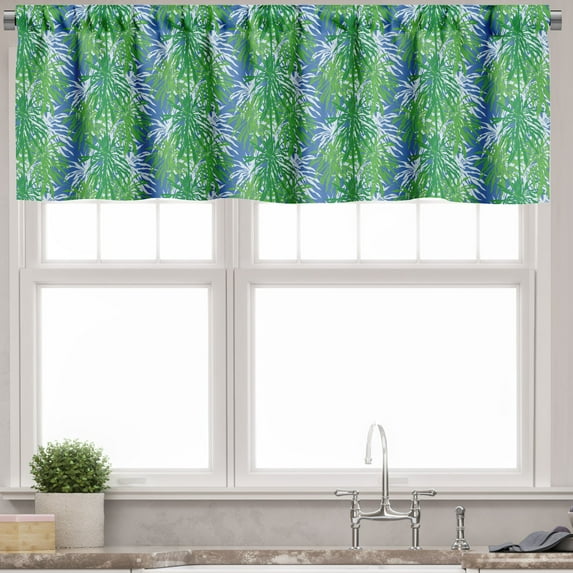 Ambesonne Tropical Valance Pack of 2, Leaves Seaweed Sea Plants, 54"X18", Azure Blue Green