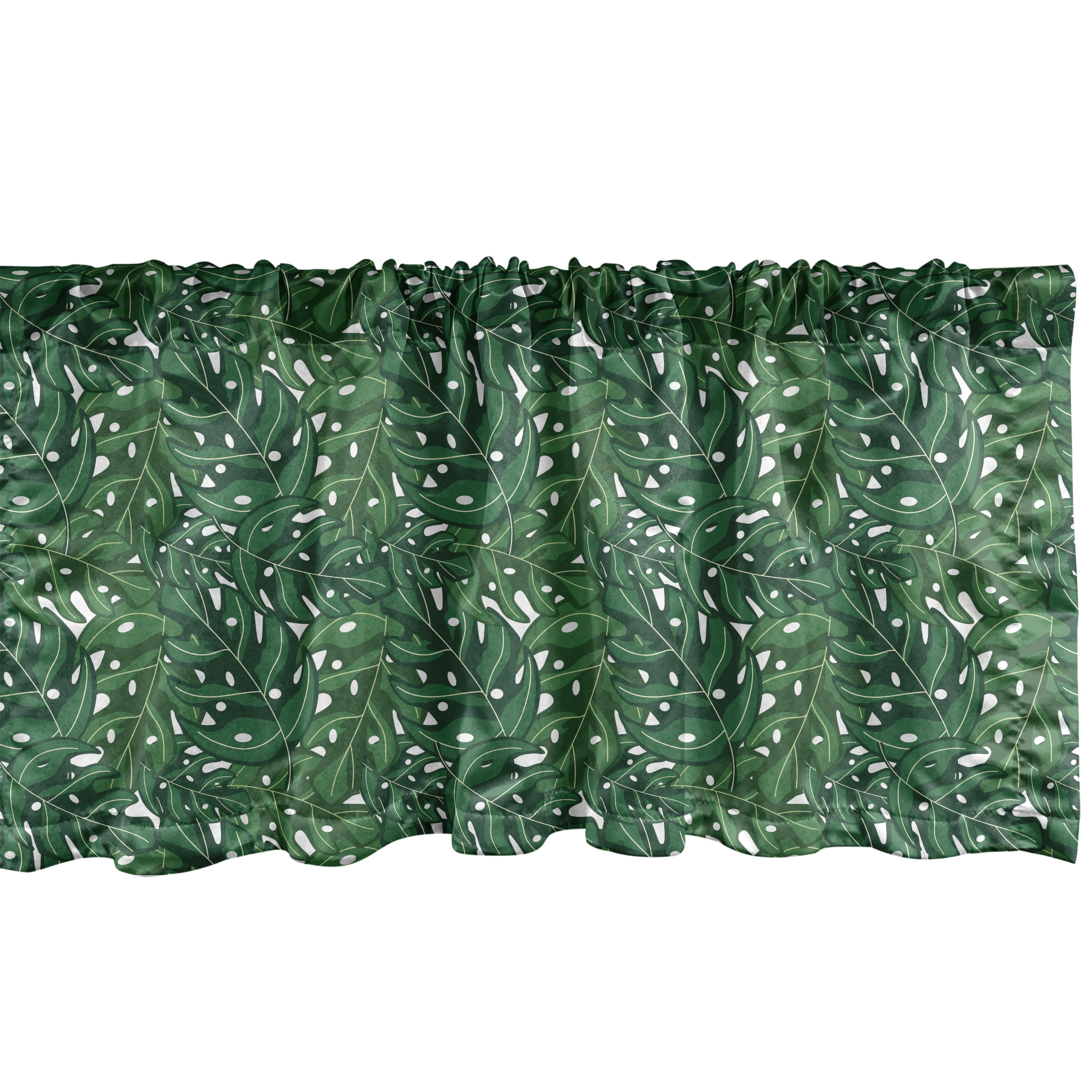 Lime Green Jungle Scene Satin Rod Pocket Valance