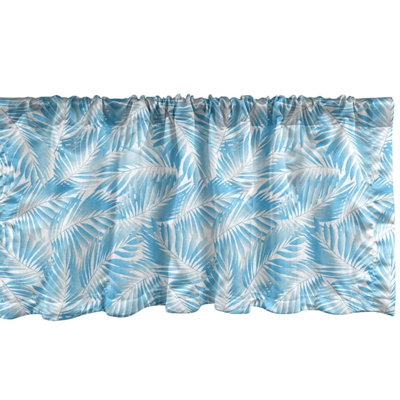 Ambesonne Tropical Valance Pack of 2, Palm Leaves in Aqua Colors, 54"X18", Deep Sky Blue White