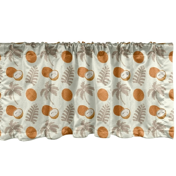 Ambesonne Tropical Valance Pack of 2, Palm Trees and Coconuts, 54"X18", Coconut Dark Eggshell