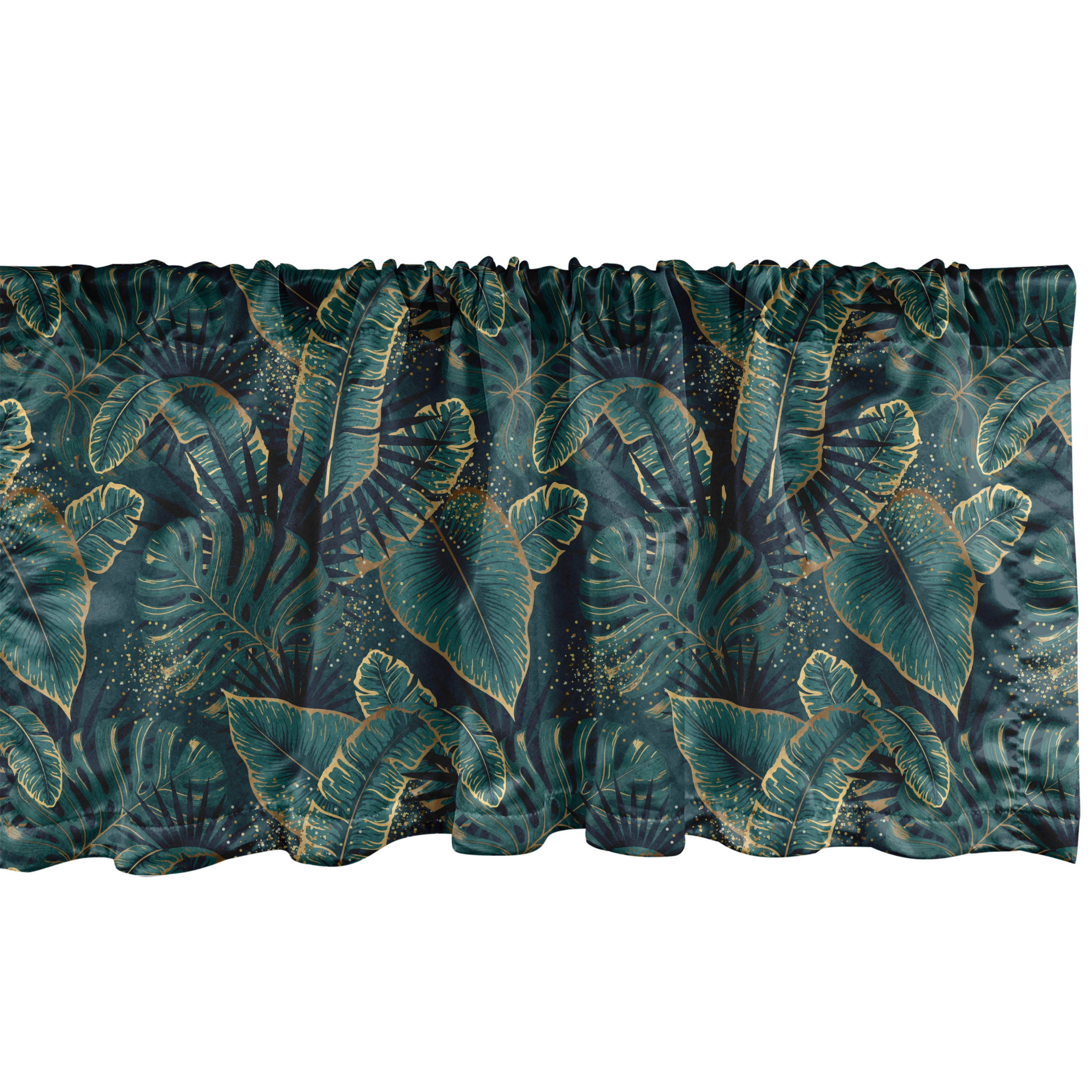 Tropical Jungle Green Satin Rod Pocket Valance Set