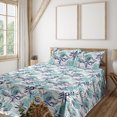 thumbnail image 1 of Ambesonne Tropical Vibes Fitted & Flat Sheet with Sham 3 Pcs Set, Jungle Boho Palms, Twin, Seafoam White Dark Indigo, 1 of 1