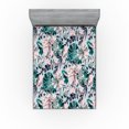 thumbnail image 1 of Ambesonne Tropical Vibes Fitted Sheet, Botanical Silhouette, Full Size, Teal Pastel Pink, 1 of 5