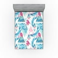 thumbnail image 1 of Ambesonne Tropical Vibes Fitted Sheet, Triangle Exotic Art, Full Size, Pastel Pink Almond Green, 1 of 5