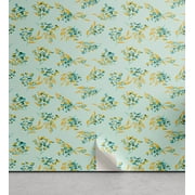 Ambesonne, Tropical Vibes Peel & Stick Wallpaper for Home, Eucalyptus Pattern, 13"x36", Almond Green Marigold