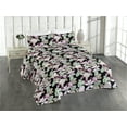 thumbnail image 1 of Ambesonne Tropical Vibes Quilted Bedspread Set 3 Pcs, Clematis Tulip Art, Queen, Pale Lilac Fern Green, 1 of 4