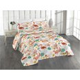 thumbnail image 1 of Ambesonne Tropical Vibes Quilted Bedspread Set 3 Pcs, Exotics Flamingo Art, Queen, Dark Pink Jade Green, 1 of 4